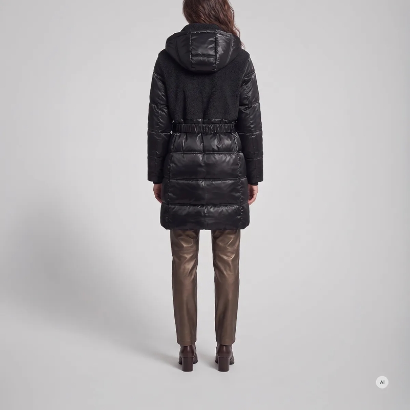Marc Aurel Steppjacke Mantel- Seitenschlitze mit Druckköpfen- mit Jer schwarz(Image 4)