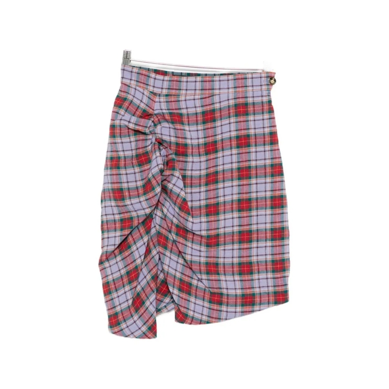 Vivienne Westwood Minirock Plaid Ruched Skirt With Asymmetrical Hemline Red