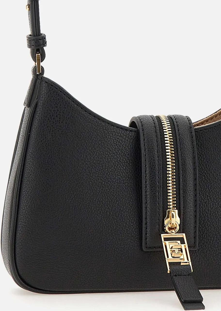 Elisabetta Franchi Zwarte schoudertas met gouden rits Black Dames