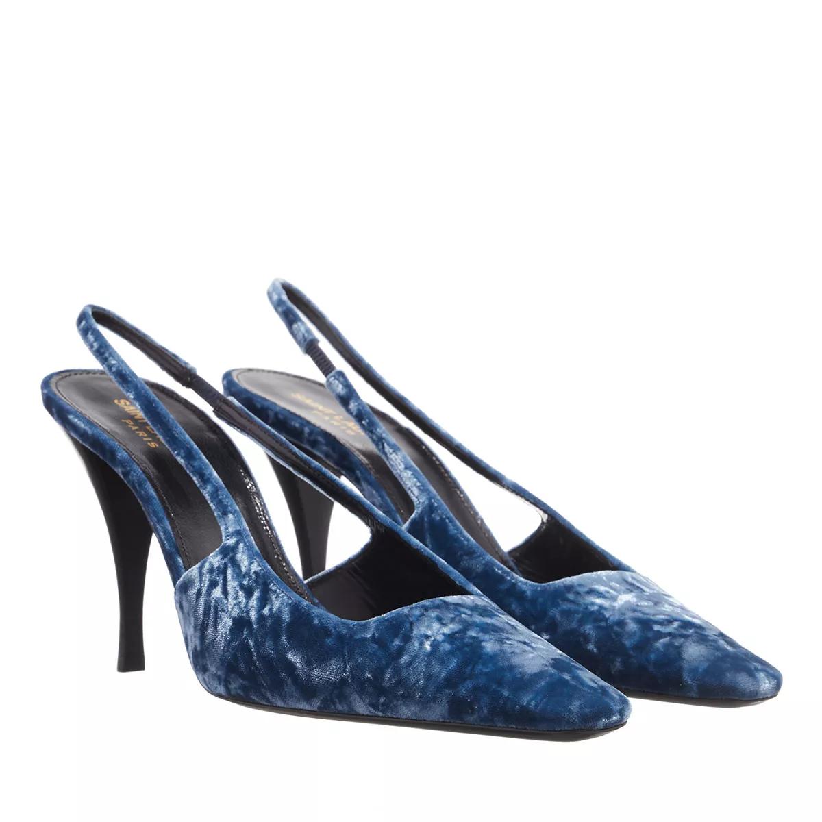 Saint Laurent Pumps & High Heels - Blade Slingback Pumps in Velvet - Gr. 37 (EU) - in Blau - für Damen