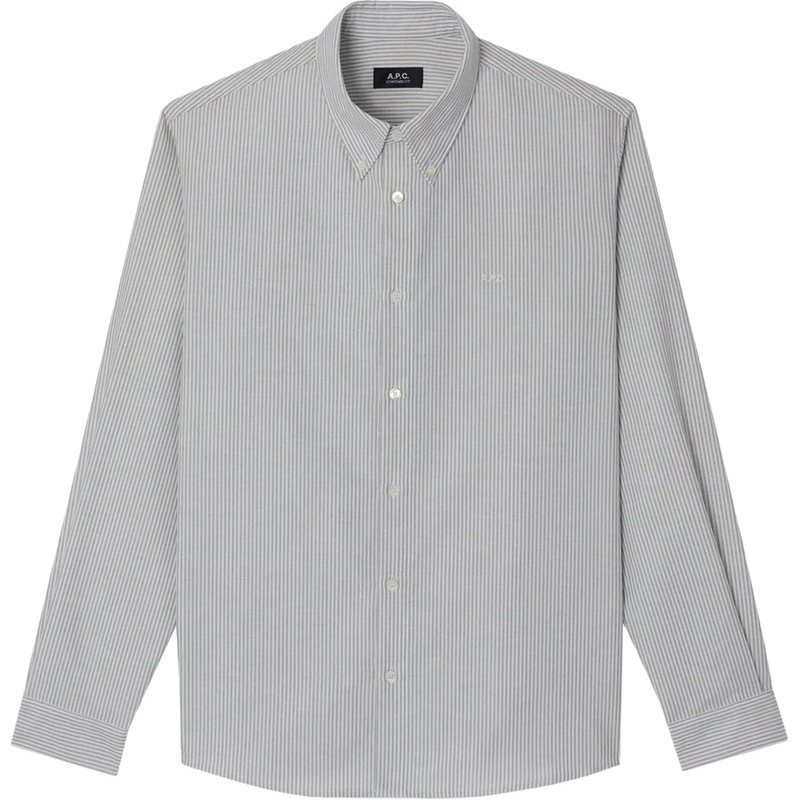 A.P.C. Legeres Oberteil Hemd streep wit grijs grau