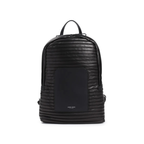 Giorgio Armani Black Lamb Leather Backpack Black Rucksack