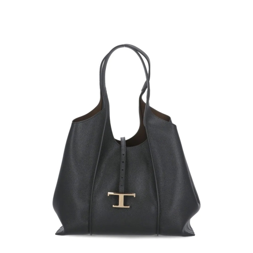 Tod's Leather Shopping Bag Black Rymlig shoppingväska