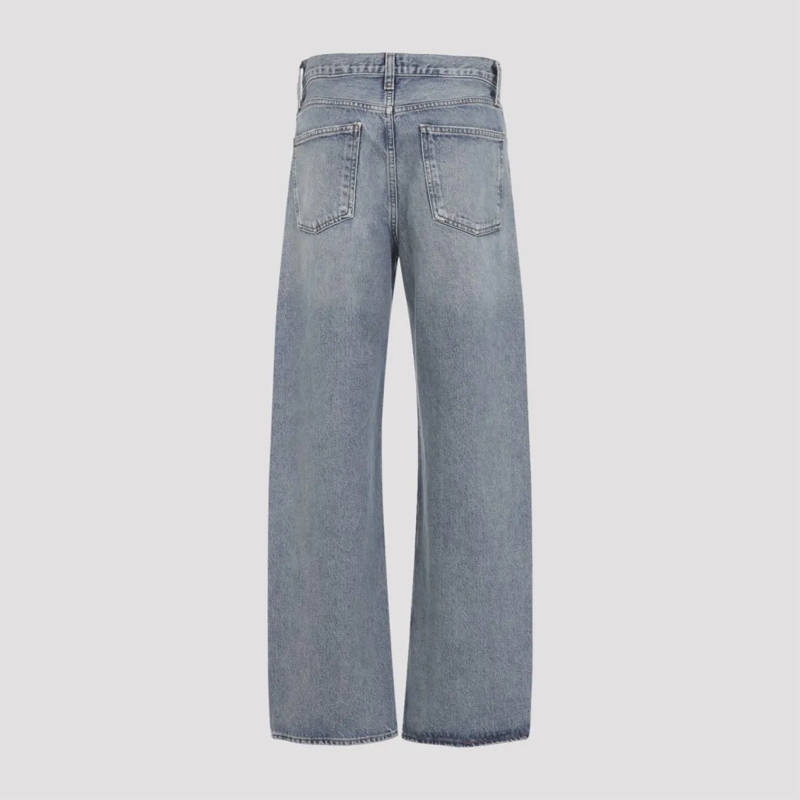 Agolde Jeans High-Waisted Straight-Leg Jeans With Subtle Distre Blue