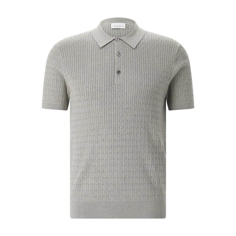 PROFUOMO Polohemd Gestricktes Poloshirt aus Tencel & Seide grün