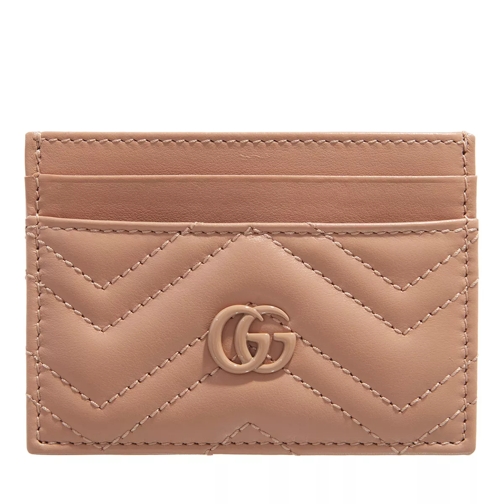 Gucci GG Marmont Matelassé Card Case Rose Beige Leather Kartenhalter