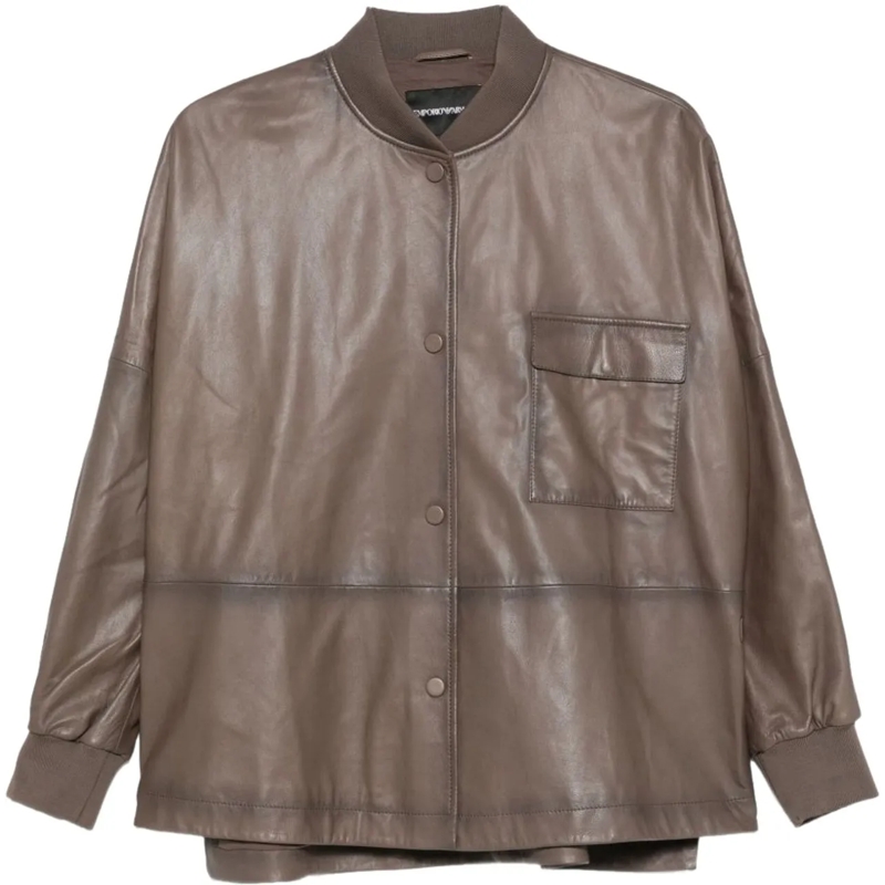 Emporio Armani Lederjacke Jackets Dove Grey grau