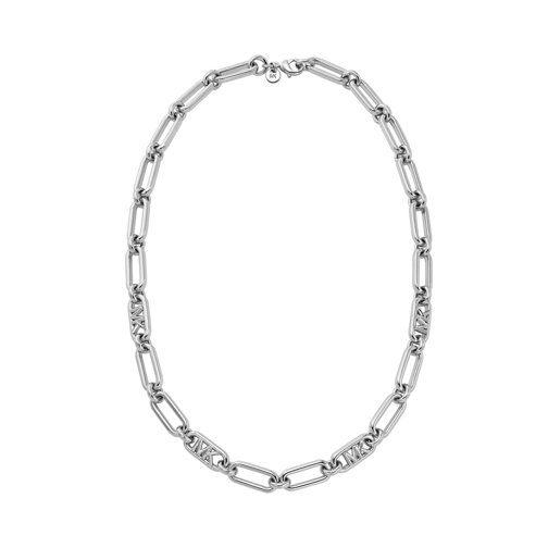 Michael Kors Platinum-Plated Empire Link Chain Necklace Silver Collier moyen