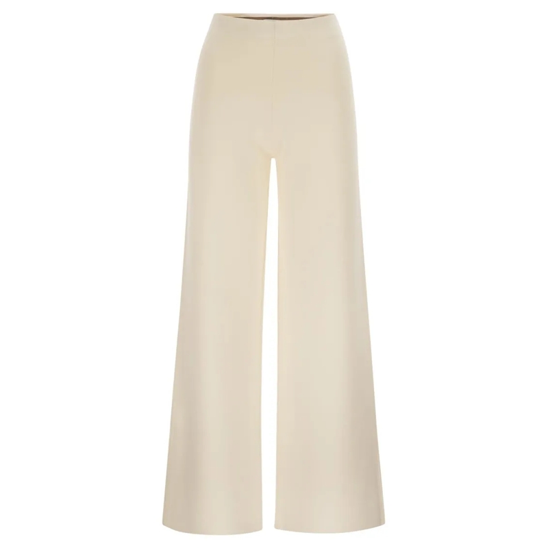 Max Mara  Mxpstrillo - Viscose Crêpe Knit Trousers Neutrals