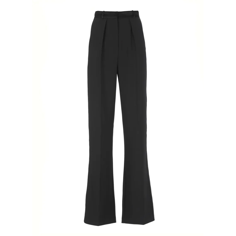 Elisabetta Franchi  High-Waisted Black Crepe Pants With Flap Pockets Black