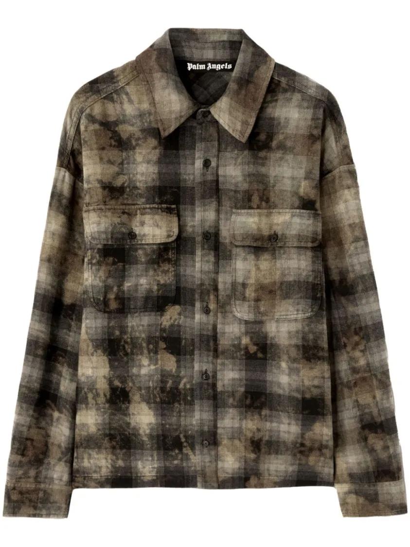 Palm Angels - Shirt With Checked Print - Größe 50 - grau