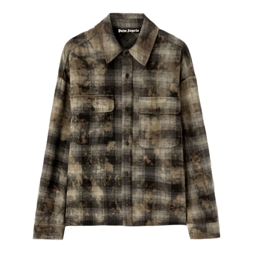 Palm Angels Hemden Shirt With Checked Print Grey