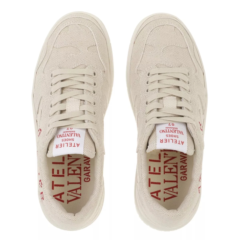 Valentino Garavani Low-Top-Sneaker Atelier 07 Camouflage Low Top Sneaker Canvas Natural/Red(Image 4)