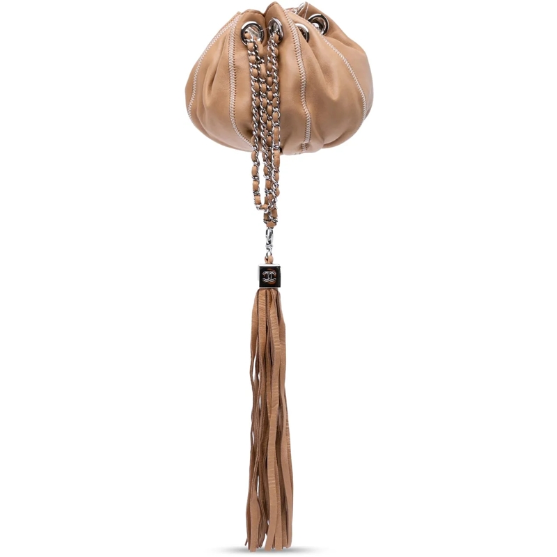 Chanel Pochette Mini Lambskin and Satin Reversible Sac Cordon braun