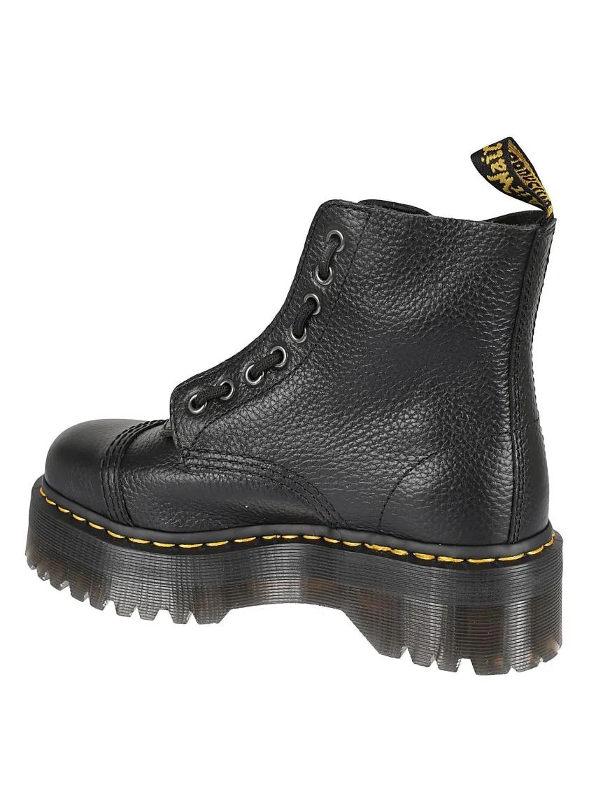 Thumbnail - Dr. Martens Stiefel - Black Leather Platform Boots - Gr. 41 (EU) - in Schwarz - für Damen