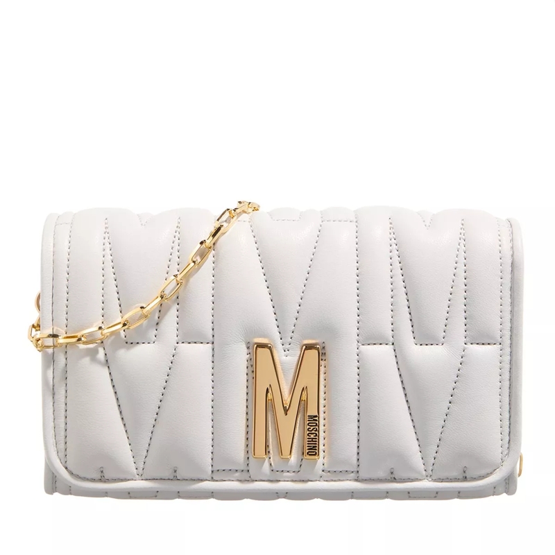 Moschino Wallet On A Chain "M" Group Quilted Bianco