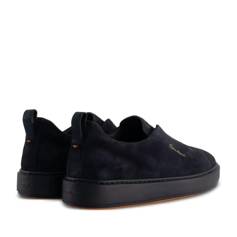 Santoni Low-Top-Sneaker Round Toe Sneaker With Logo Blue(Image 3)