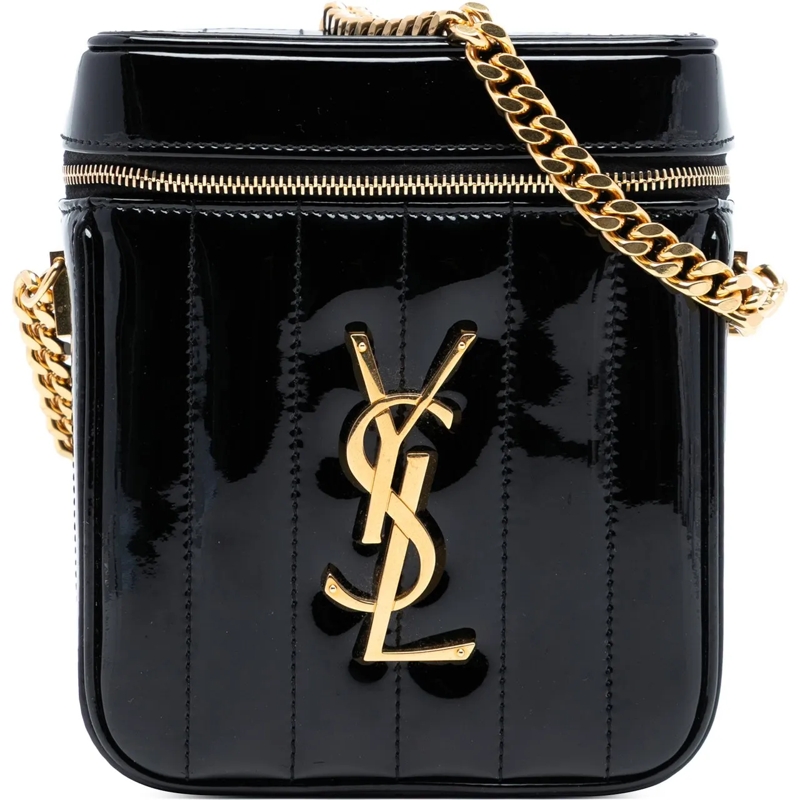 Saint Laurent Necessaire Patent Vicky Vanity Bag schwarz