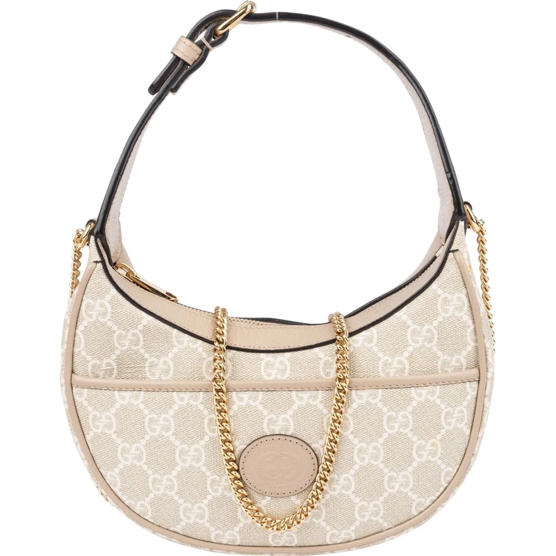 Gucci Schultertasche Gucci GG Supreme Monogram Halfmoon Handbag beige