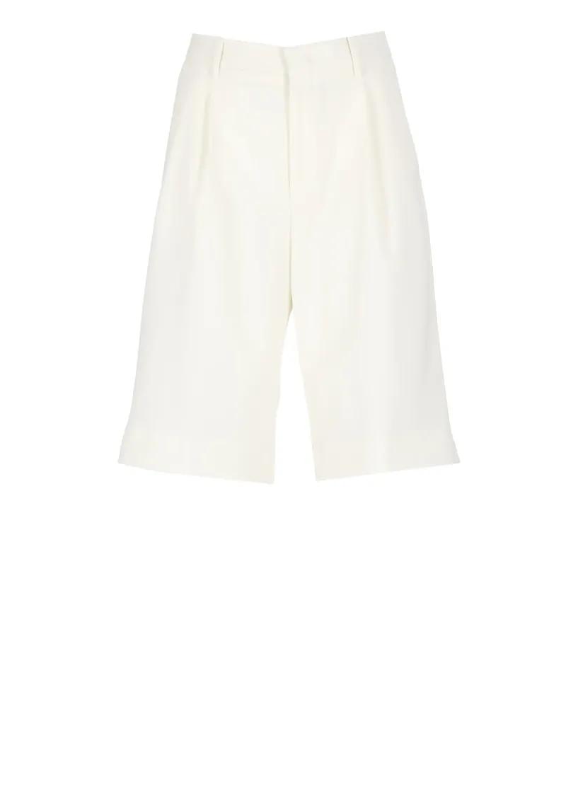 Thumbnail - Tagliatore - Ivory Virgin Wool Blend Shorts - Größe 40 - beige