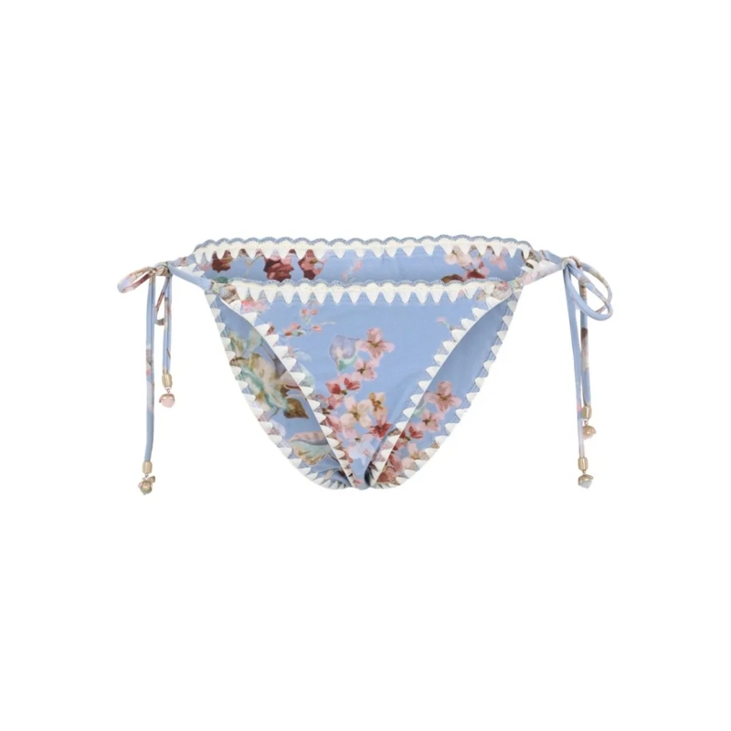Zimmermann  Floral Print Swimsuit Bottom With Scalloped Trimmi Blue