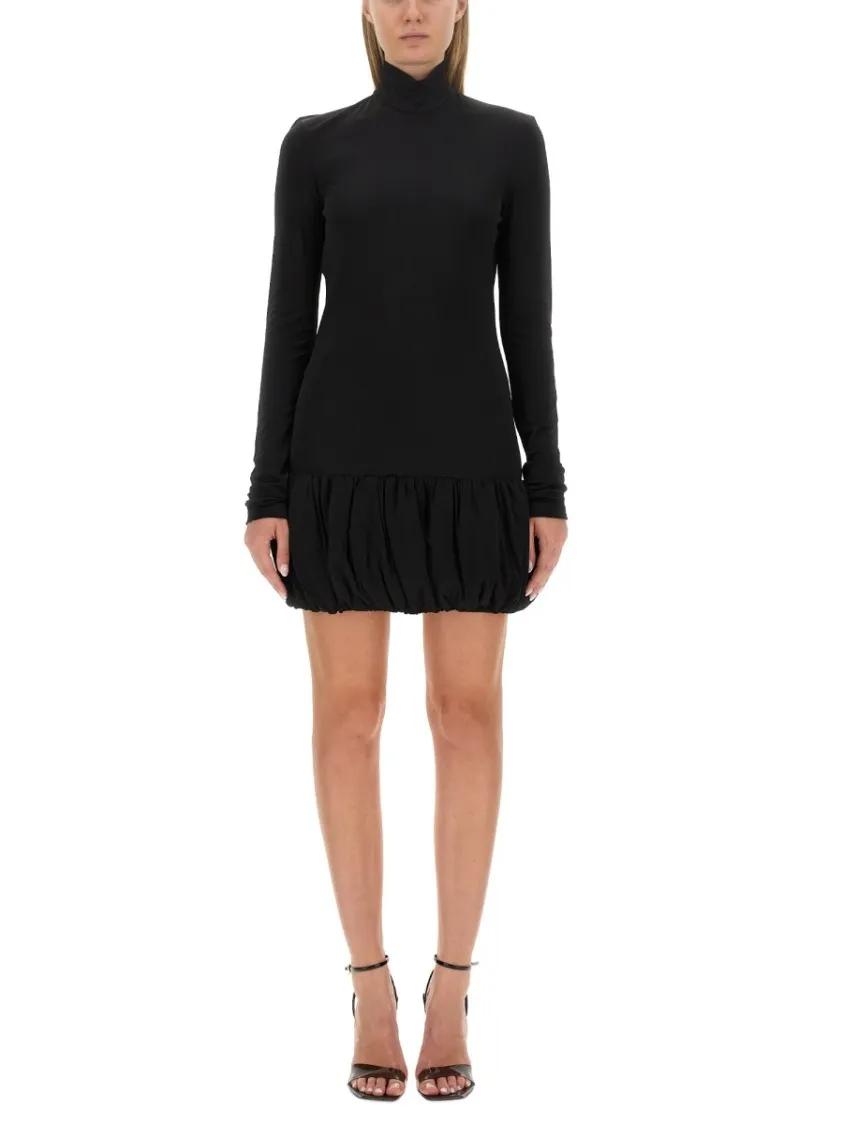 Thumbnail - Moschino - Slim Fit Mini Dress With High Neck - Größe 42 - schwarz