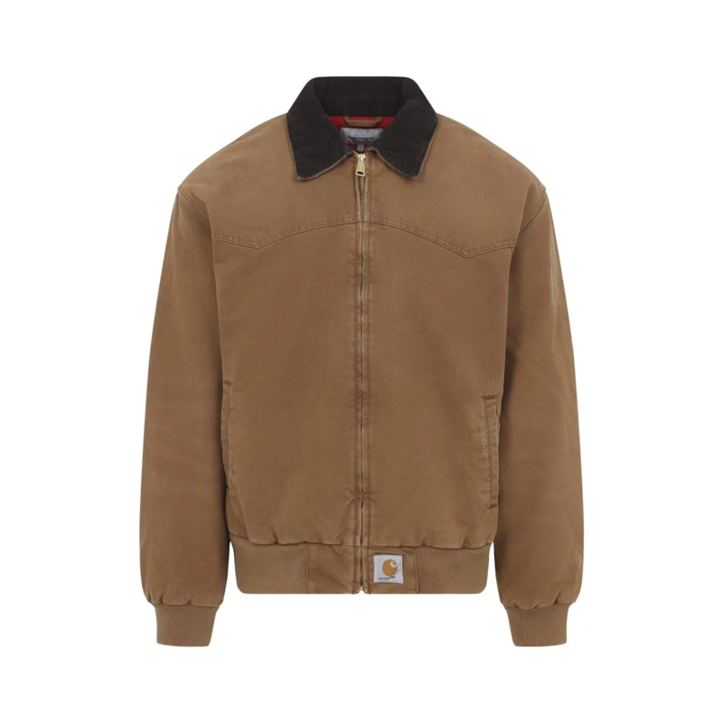 Carhartt Wip  Brown Cotton Jacket With Contrasting Black Collar Brown