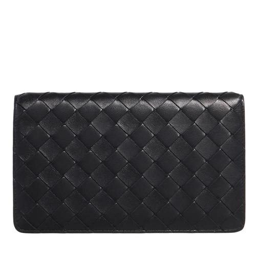 Bottega Veneta Bi-Fold Portemonnee Large Wallet With Double Flap Black / Gold