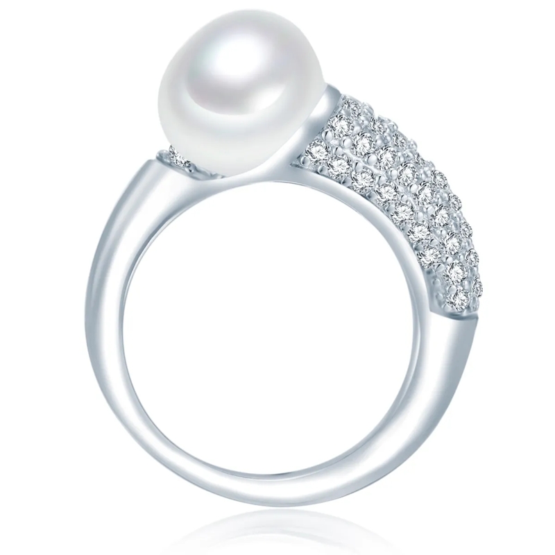 Valero Pearls Ring Sterling Silber Perlen-Ring Zirkonia Süßwasser-Zuc silber(Image 4)