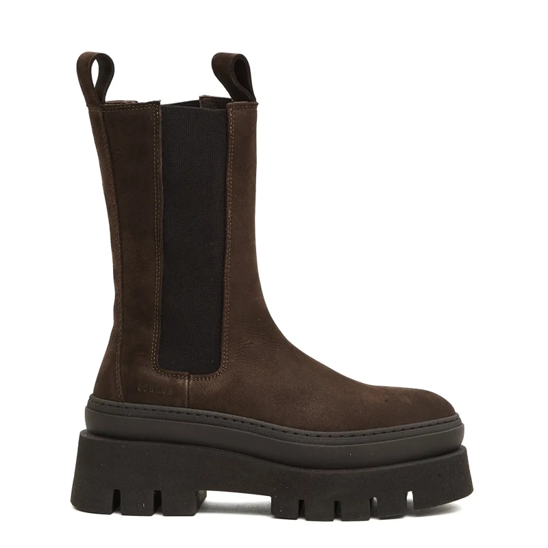 Copenhagen Bottes Chocolate Suede High-Top Chelsea Boot Brown