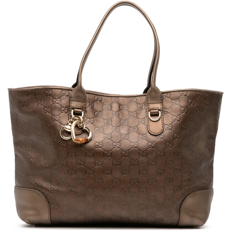 Gucci Shopper Metallic Guccissima Heart Bit Tote braun