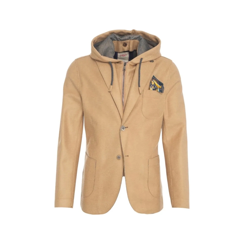 Bob Blazer Tailored Camel Blazer With Hood And Concealed Zipp Brown