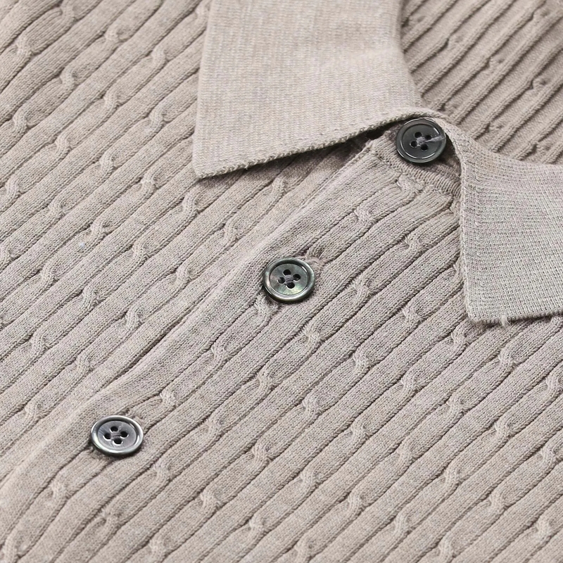 PROFUOMO Polohemd Gestricktes Poloshirt aus Tencel & Seide grün(Image 6)