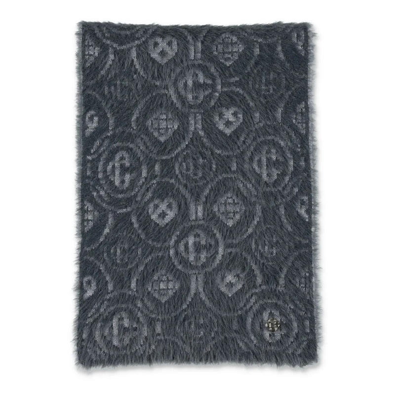 Casablanca Lichtgewicht Sjaal Grey Merino Wool Blend Fluffy Monogram Scarf Grey