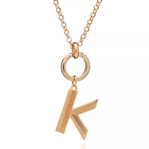 Rachel Jackson London Statement Oversized Art Deco K Letter Necklace  Yellow Gold Lange Halskette