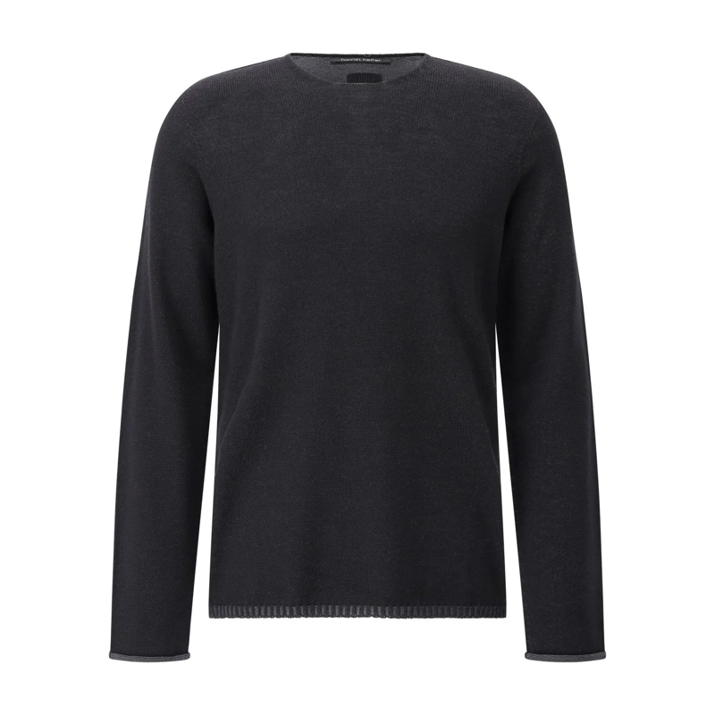 Hannes Roether Trui Strickpullover mit Rundhalsausschnitt Schwarz