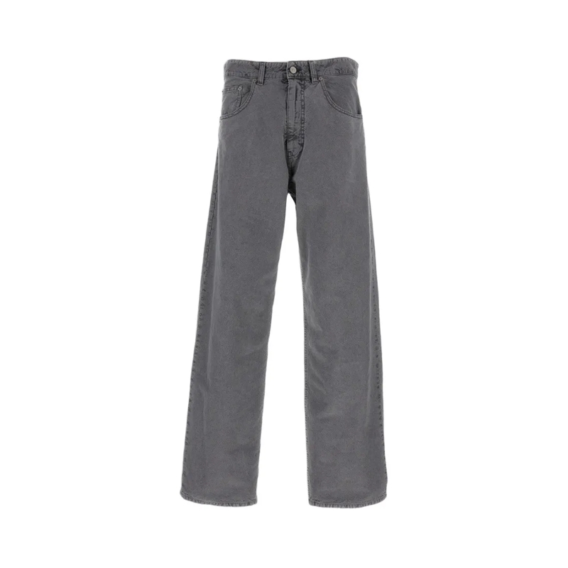 MM6 Maison Margiela Jeans Wide-Leg 5-Pocket Denim Trousers With Distinctive  Grey