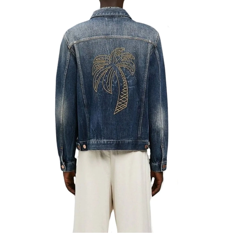 Palm Angels Doudoune Blue Denim Jacket Blue(Image 3)
