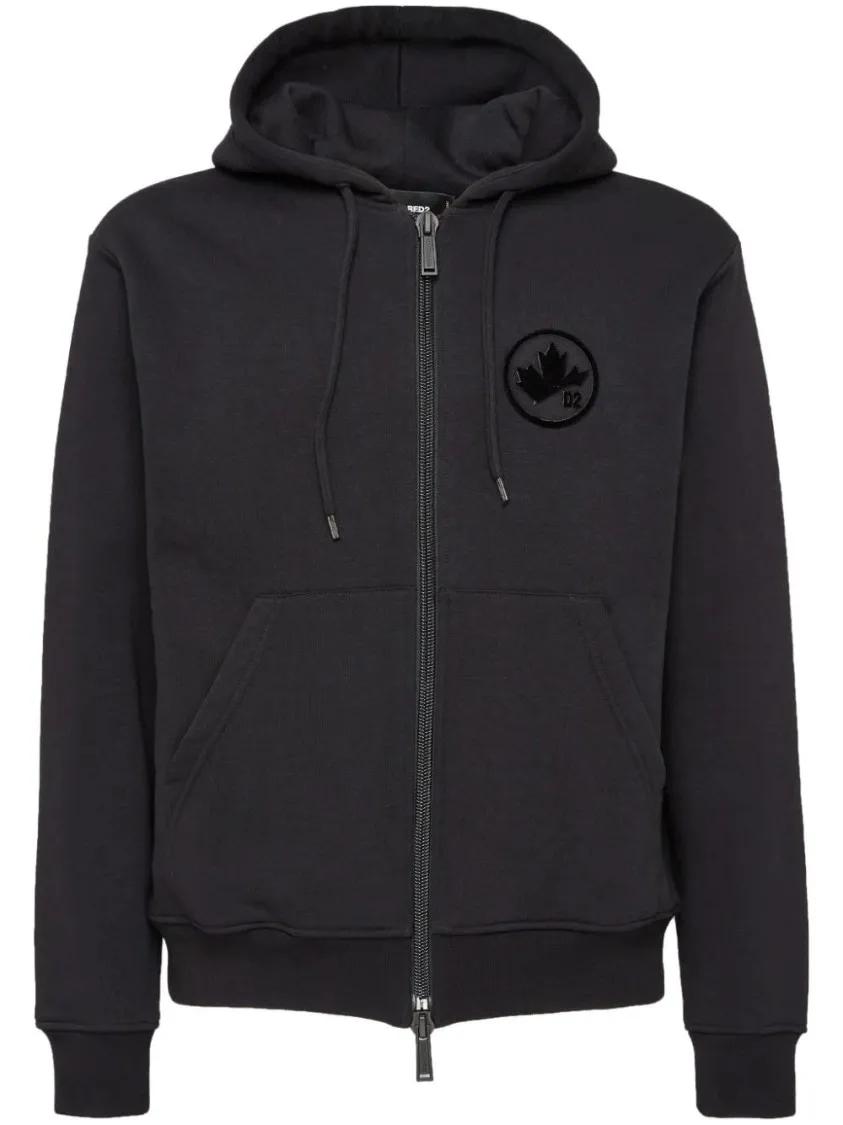 Dsquared2 - Zip-Up Cotton Hoodie - Größe XL - schwarz