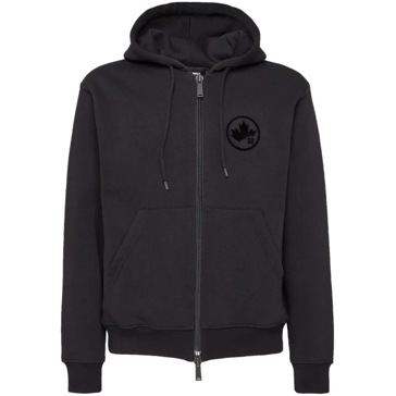 Black cotton zip up hoodie on sale