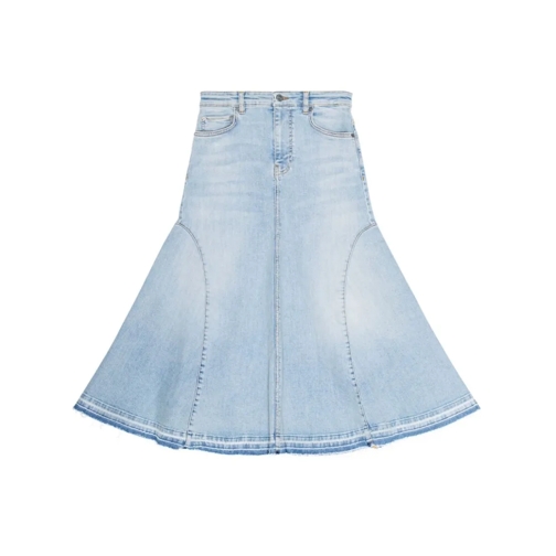 GANNI Jupes JeanS Flared Denim Skirt Blue