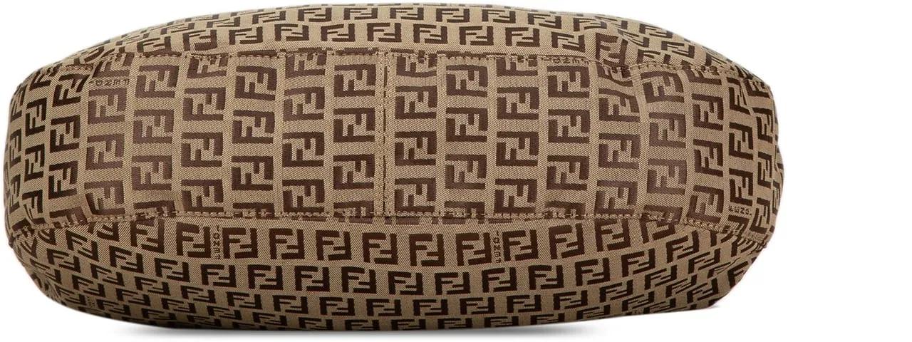 Fendi Shoppers Zucchino Canvas Double Flap Tote in bruin