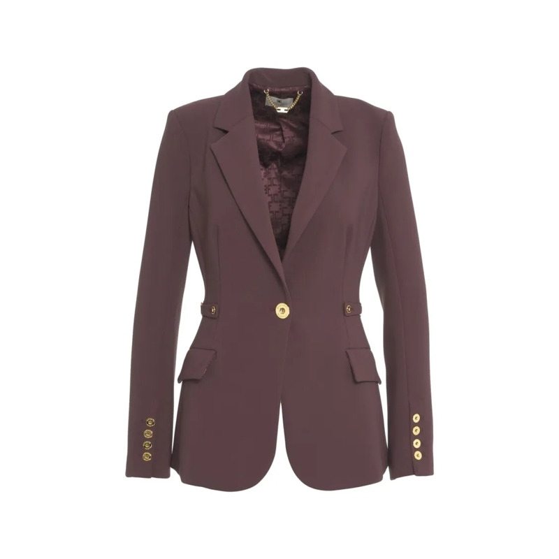 Elisabetta Franchi Blazer Burgundy Crêpe Blazer With Mirrored Lapels Brown