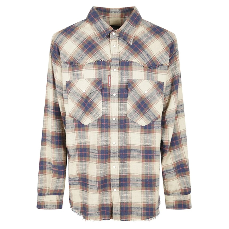 Dsquared2 Overhemd Plaid Button-Down Shirt With Chest Pockets Neutrals