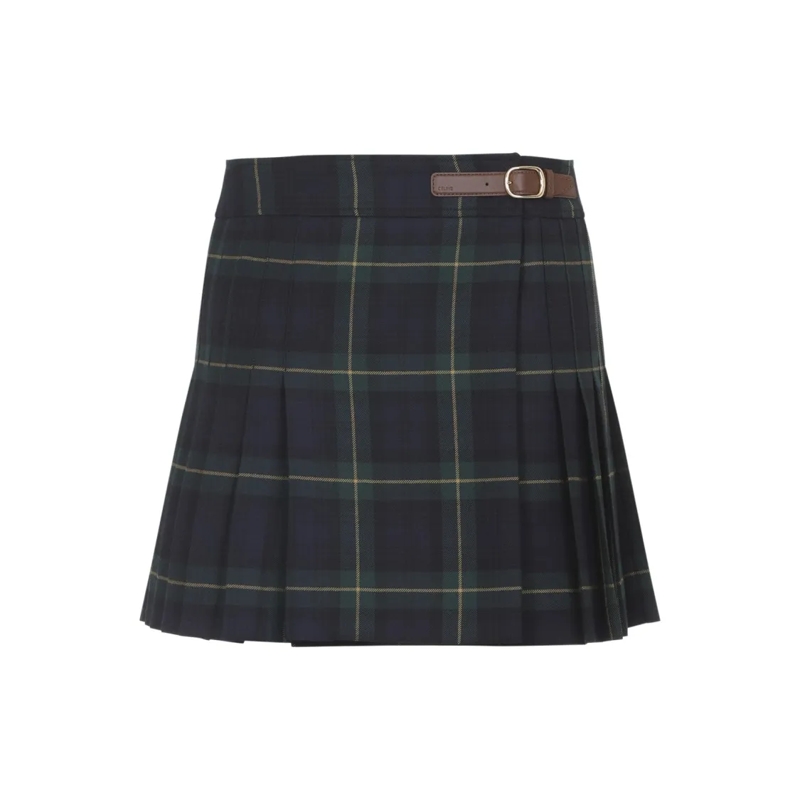 Celine Minirok Kilt-Inspired Mini Skirt Black