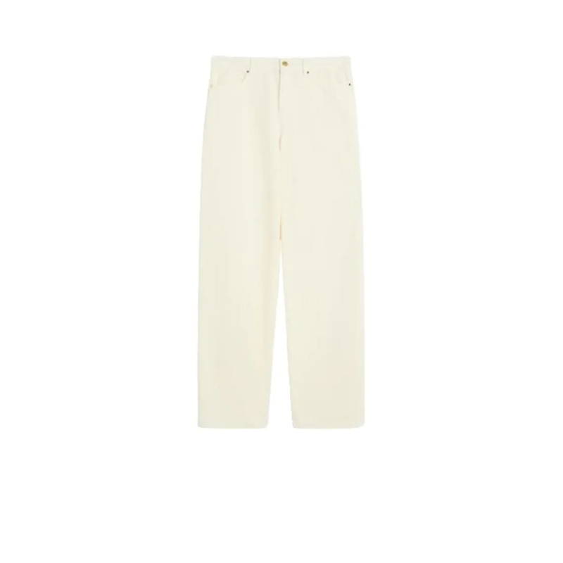 Max Mara  Wide-Leg White Pants With High Waist Neutrals