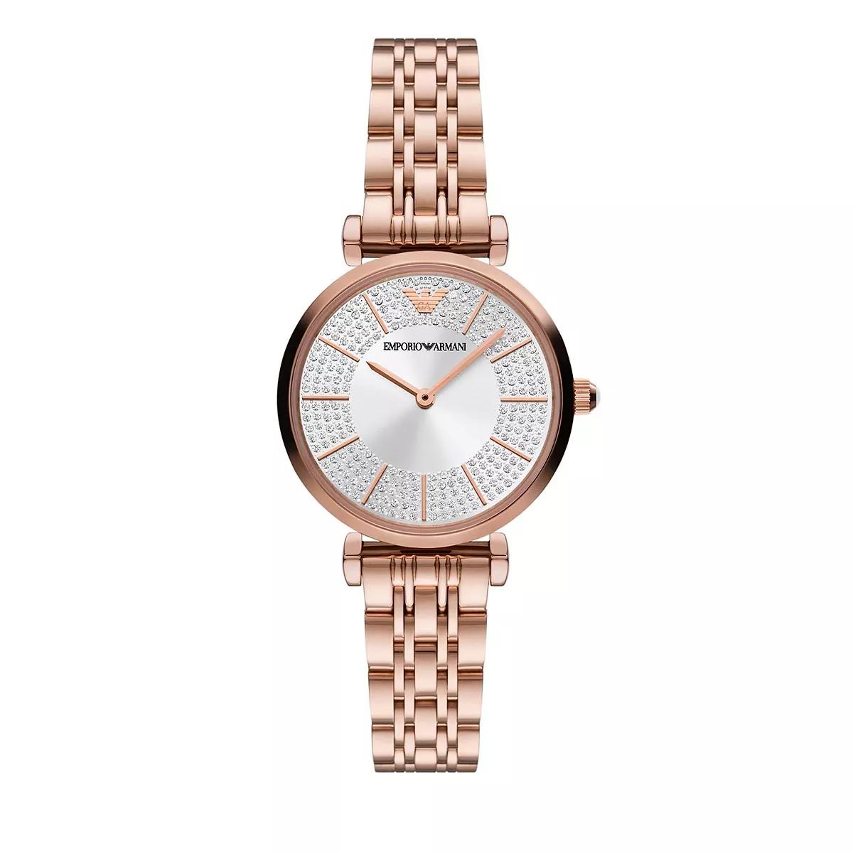 Emporio Armani Two Hand Rose Gold Tone Stainless Steel Watch Rose