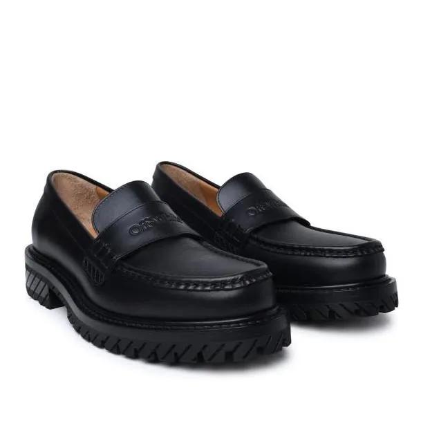 Off-White Loafers & Ballerinas - Black Leather Loafers - Gr. 35 (EU) - in Schwarz - für Damen