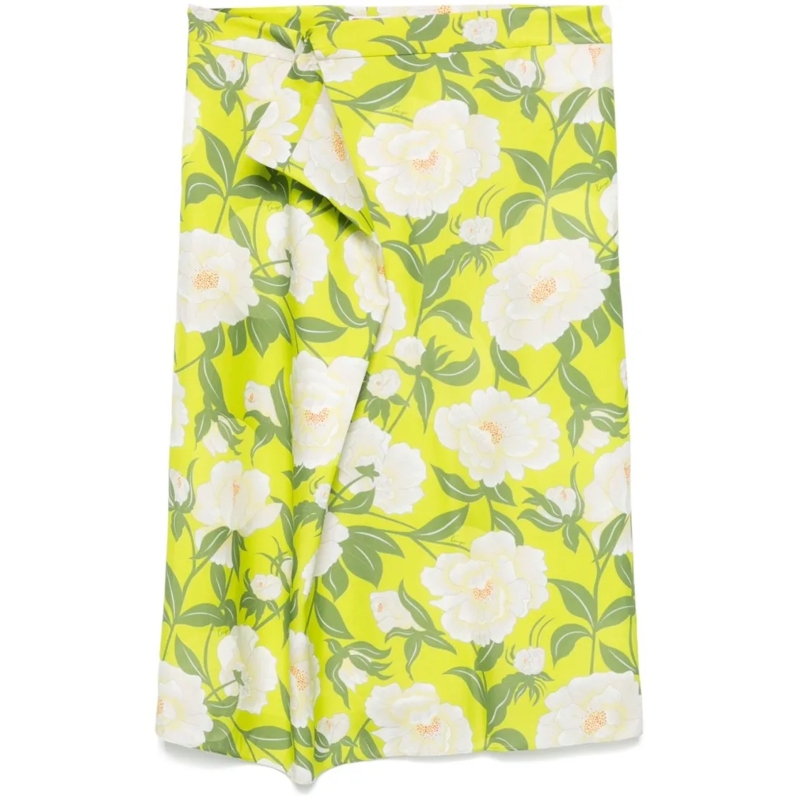 Kenzo Midirok Fluorescent Green Floral Skirt Green