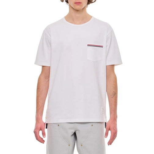 Thom Browne T-Shirts Ss Rwb Pocket Cotton T-Shirt White